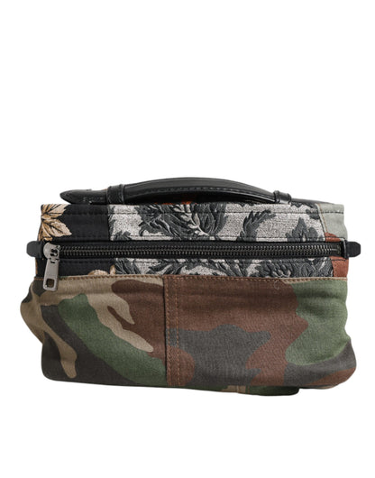 Fanny Pack Backpack by Dolce & Gabbana for men in leather & cotton multicolor, camouflage & patchwork showcases a stately Leather Cotton Fanny Pack Backpack design, featuring a secure zipper with stately and versatile belt-strap.