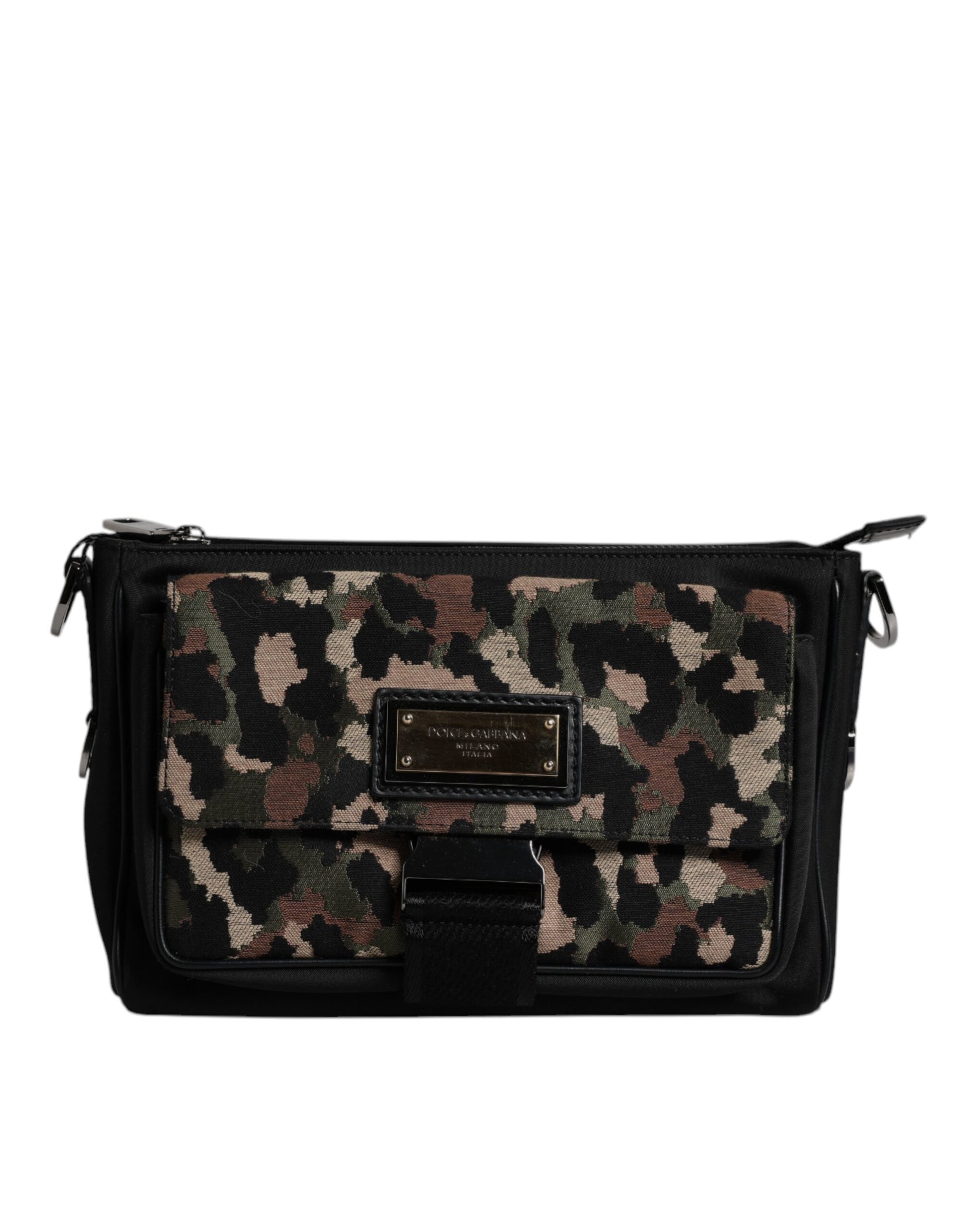 Crossbody Flap Backpack by Dolce & Gabbana for men in leather & poly cotton multicolor, silver, patterned & jacquard showcases a stately Leather Poly Cotton Crossbody Flap Backpack design, featuring a secure flap, zipper & buckle with stately and versatile crossbody-strap, shoulder-strap, adjustable-strap & detachable-strap.