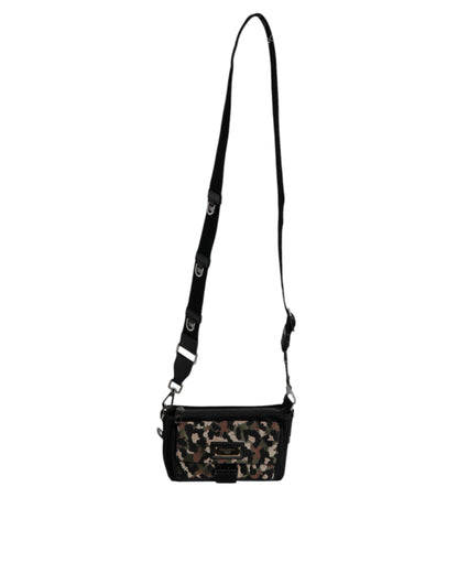 Crossbody Flap Backpack by Dolce & Gabbana for men in leather & poly cotton multicolor, silver, patterned & jacquard presents a stately Leather Poly Cotton Crossbody Flap Backpack design, showcasing a secure flap, zipper & buckle with ample and versatile crossbody-strap, shoulder-strap, adjustable-strap & detachable-strap for a stately finish.