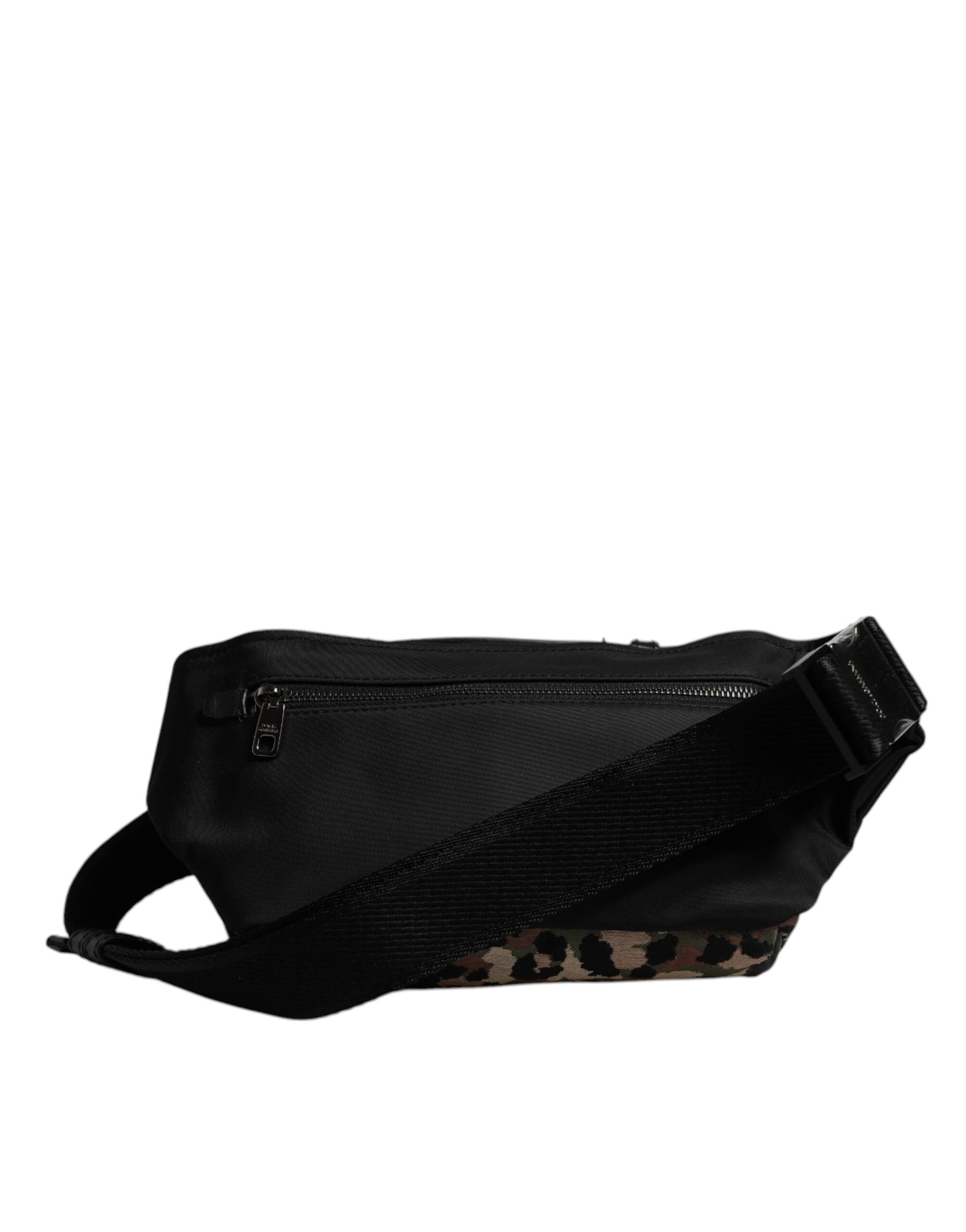 Fanny Pack Backpack by Dolce & Gabbana for men in leather & poly cotton black, gold & multicolor presents a stately Leather Poly Cotton Fanny Pack Backpack design, showcasing a secure zipper with ample and versatile adjustable-strap & belt-strap for a stately finish.