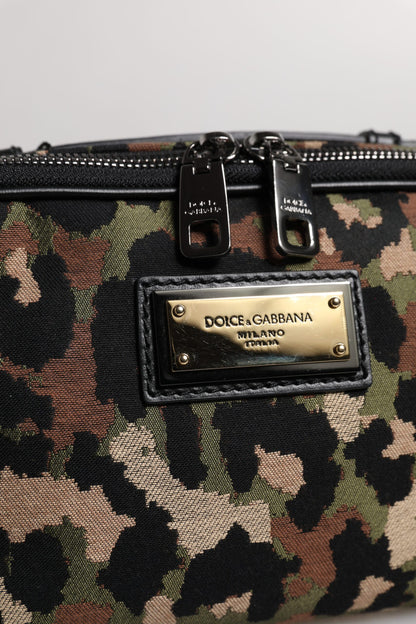 Fanny Pack Backpack by Dolce & Gabbana for men in leather & poly cotton black, gold & multicolor showcases a stately Leather Poly Cotton Fanny Pack Backpack design, featuring a secure zipper with stately and versatile adjustable-strap & belt-strap.