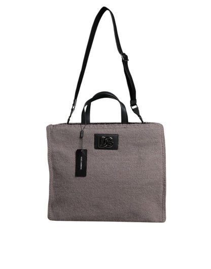 Shoulder Tote Bag by Dolce & Gabbana for men in alpaca wool & leather black & gray showcases a statuesque Alpaca Wool Leather Shoulder Tote Bag design, featuring a secure , ample , and versatile shoulder-strap & handle for a statuesque finish.