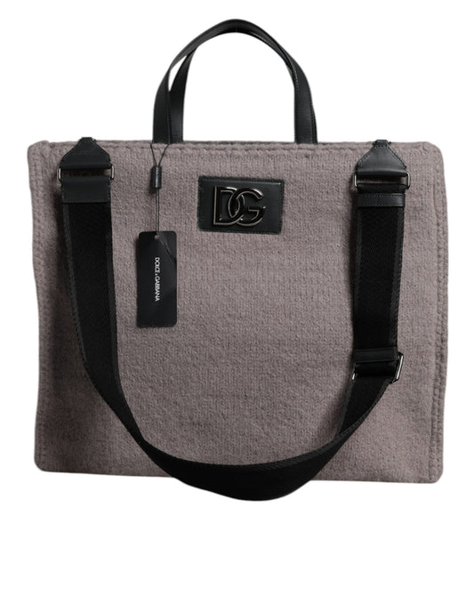 Shoulder Tote Bag by Dolce & Gabbana for men in alpaca wool & leather black & gray features an jet-set Alpaca Wool Leather Shoulder Tote Bag design with a secure , ample , and versatile shoulder-strap & handle for an jet-set finish.