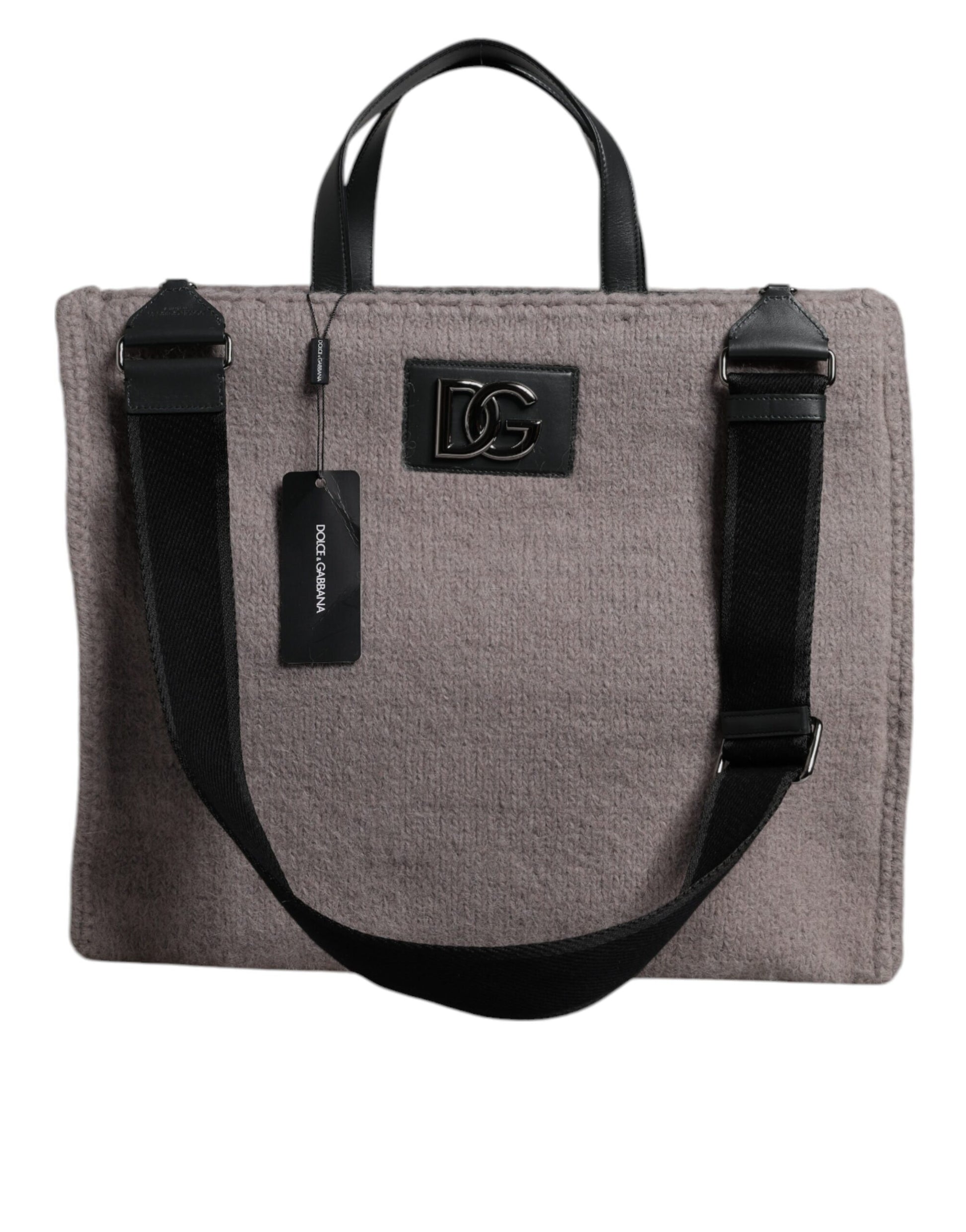 Shoulder Tote Bag by Dolce & Gabbana for men in alpaca wool & leather black & gray features an jet-set Alpaca Wool Leather Shoulder Tote Bag design with a secure , ample , and versatile shoulder-strap & handle for an jet-set finish.