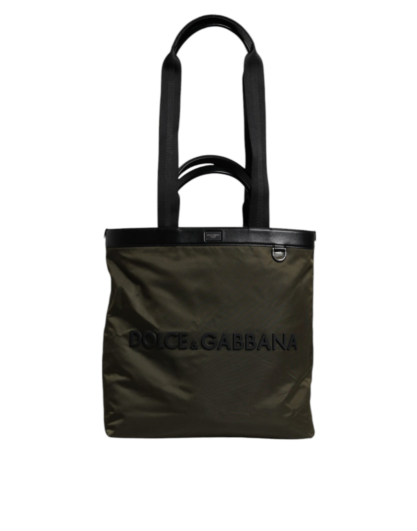 Tote Bag by Dolce & Gabbana for men in calf leather & nylon military-green features a jet-set sophisticated Calf Leather Nylon Tote Bag design with a secure , ample , and versatile shoulder-strap & handle for a jet-set sophisticated finish.