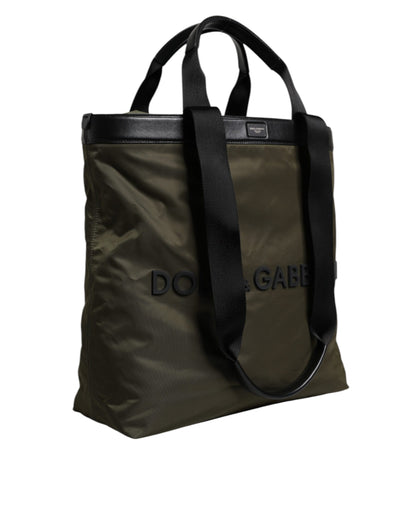 This Tote Bag by Dolce & Gabbana for men in calf leather & nylon military-green features an jet-set Calf Leather Nylon Tote Bag design with a secure , ample , and jet-set shoulder-strap & handle.