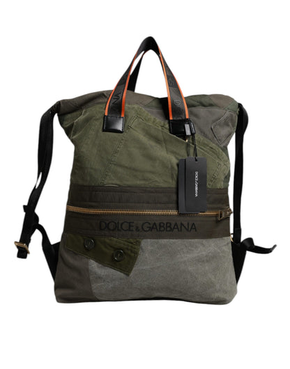 Large Drawstring Rucksack Backpack by Dolce & Gabbana for men in calf leather & cotton military-green, camouflage & patchwork features a stately Calf Leather Cotton Large Drawstring Rucksack Backpack design, showcasing a secure drawstring, ample internal-pockets, and versatile backpack-strap for a stately finish.