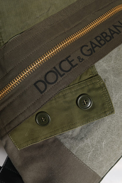 Large Drawstring Rucksack Backpack by Dolce & Gabbana for men in calf leather & cotton military-green, camouflage & patchwork showcases a stately Calf Leather Cotton Large Drawstring Rucksack Backpack design, featuring a secure drawstring with stately internal-pockets and versatile backpack-strap.