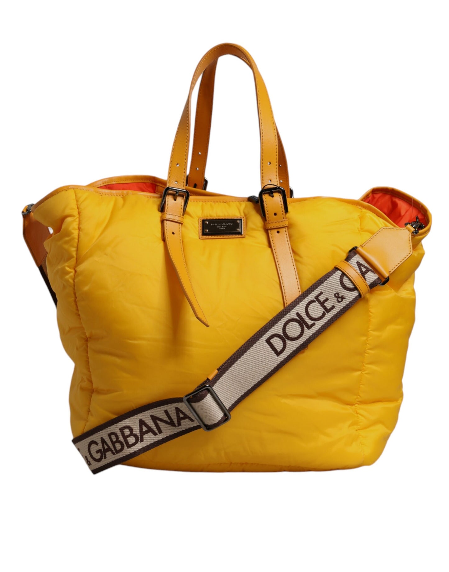 Tote Bag by Dolce & Gabbana for men in pu leather orange & yellow features an jet-setting PU Leather Tote Bag design with a secure zipper, jet-setting internal-pockets, and versatile shoulder-strap, handle, adjustable-strap & detachable-strap for a jet-setting look.