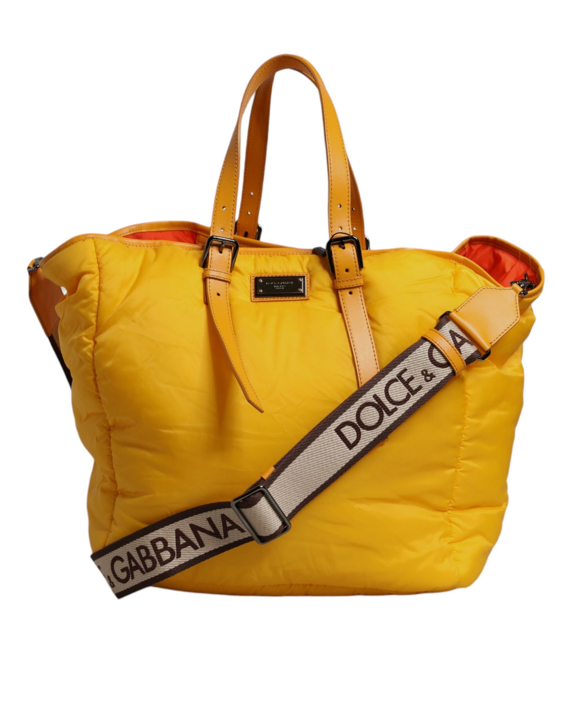 Tote Bag by Dolce & Gabbana for men in pu leather orange & yellow features an jet-setting PU Leather Tote Bag design with a secure zipper, jet-setting internal-pockets, and versatile shoulder-strap, handle, adjustable-strap & detachable-strap for a jet-setting look.