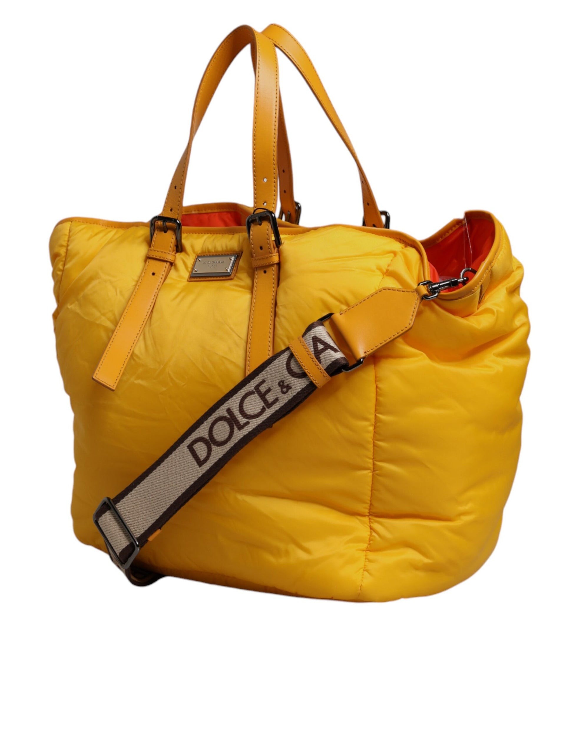 Tote Bag by Dolce & Gabbana for men in pu leather orange & yellow features an jet-set PU Leather Tote Bag design with a secure zipper, ample internal-pockets, and versatile shoulder-strap, handle, adjustable-strap & detachable-strap for an jet-set finish.