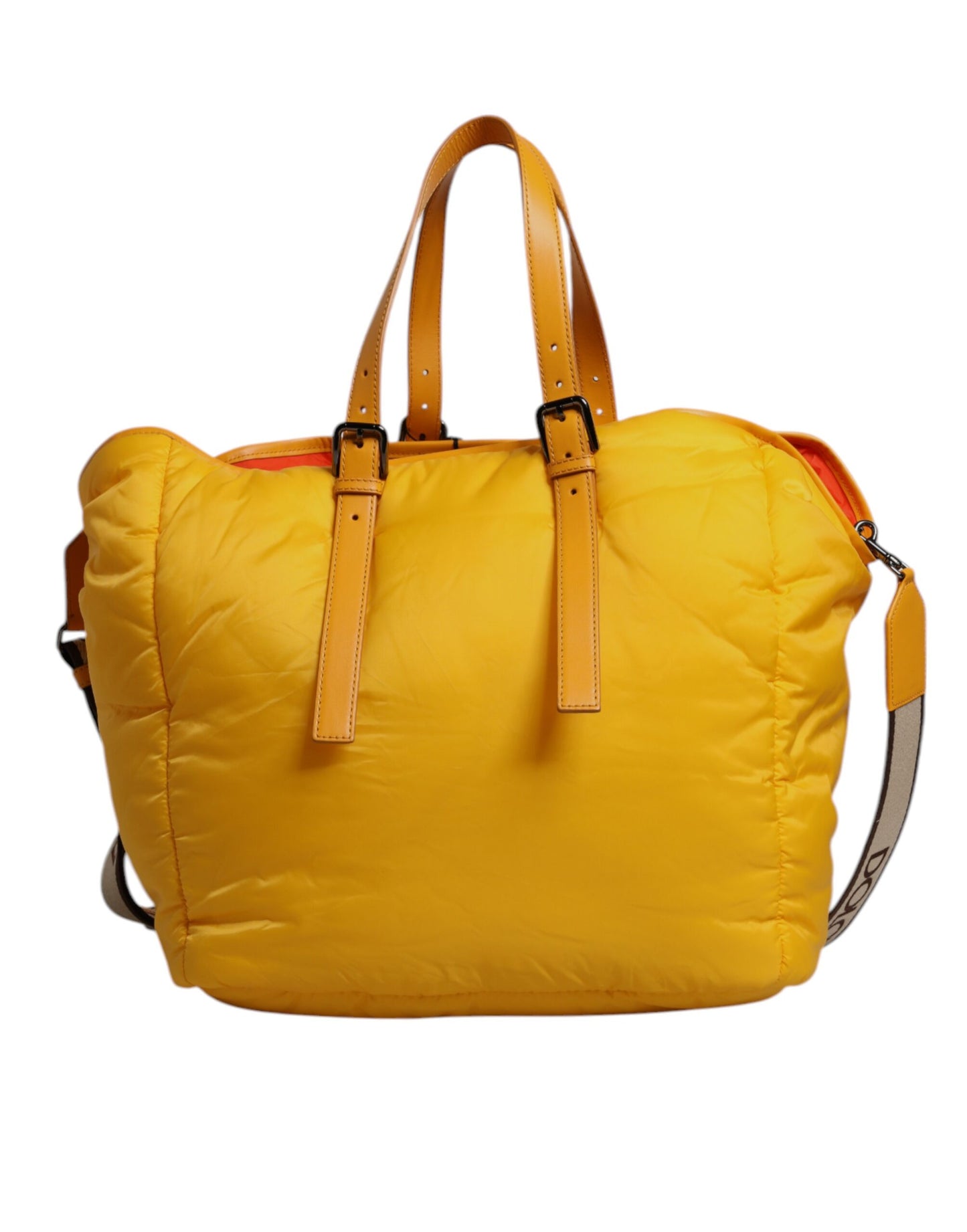 Tote Bag by Dolce & Gabbana for men in pu leather orange & yellow features an jet-set-ready silhouette, showcasing the PU Leather Tote Bag design with a secure zipper, ample internal-pockets, and versatile shoulder-strap, handle, adjustable-strap & detachable-strap.