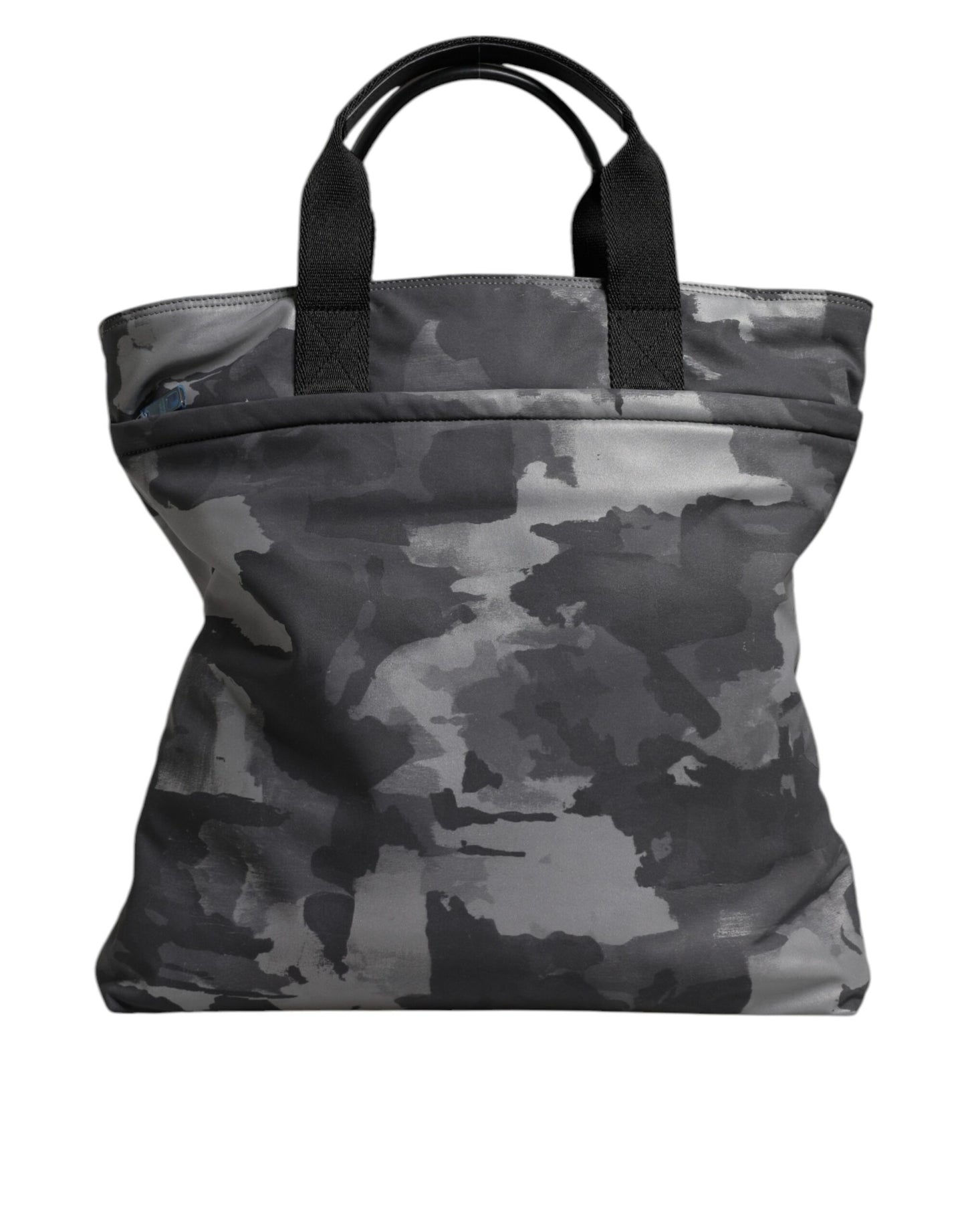 Tote Bag by Dolce & Gabbana for men in poly cotton & leather gray, patterned & camouflage features an jet-setting Poly Cotton Leather Tote Bag design with a secure zipper, jet-setting built-in-compartments, and versatile handle for a jet-setting look.