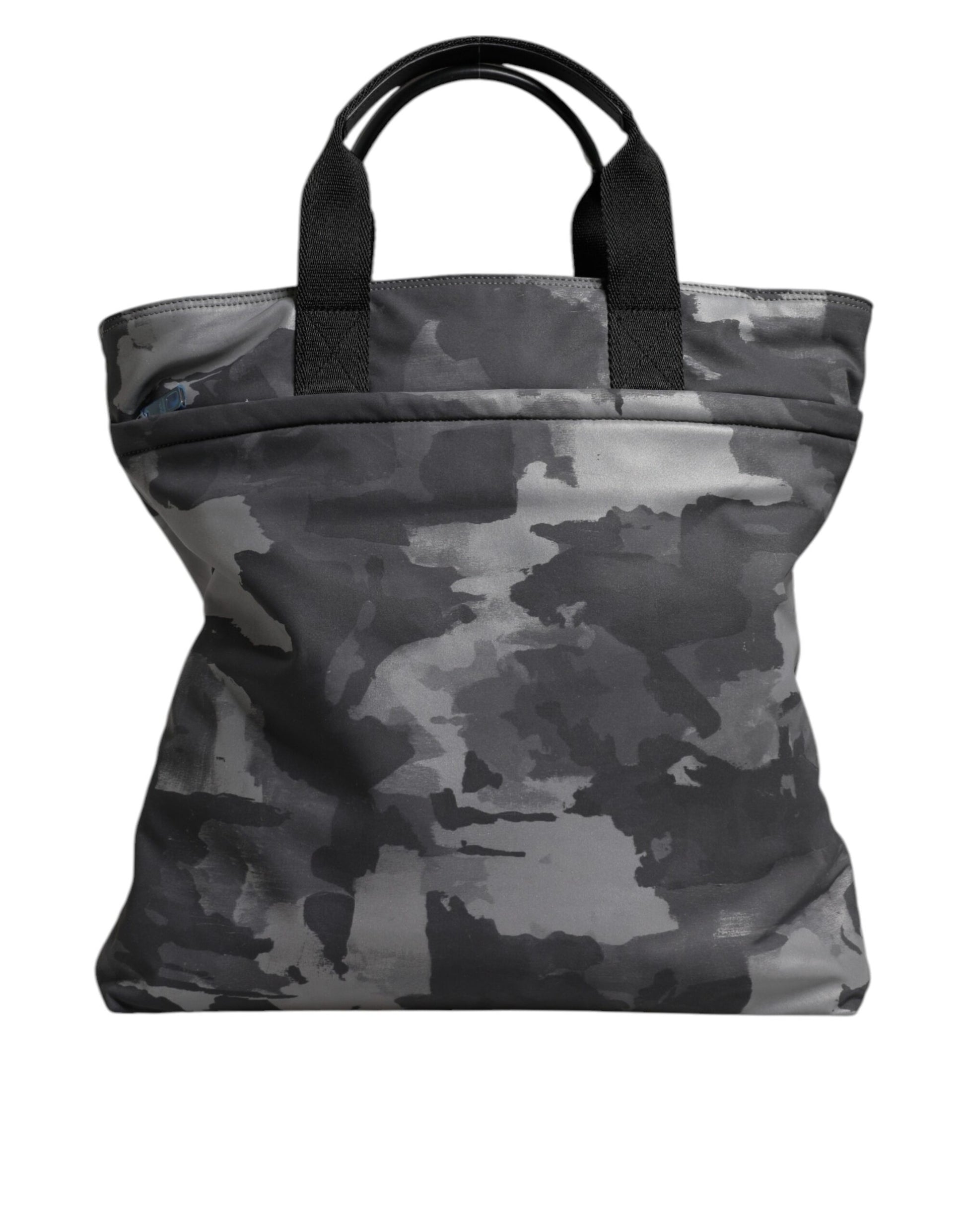 Tote Bag by Dolce & Gabbana for men in poly cotton & leather gray, patterned & camouflage features an jet-setting Poly Cotton Leather Tote Bag design with a secure zipper, jet-setting built-in-compartments, and versatile handle for a jet-setting look.