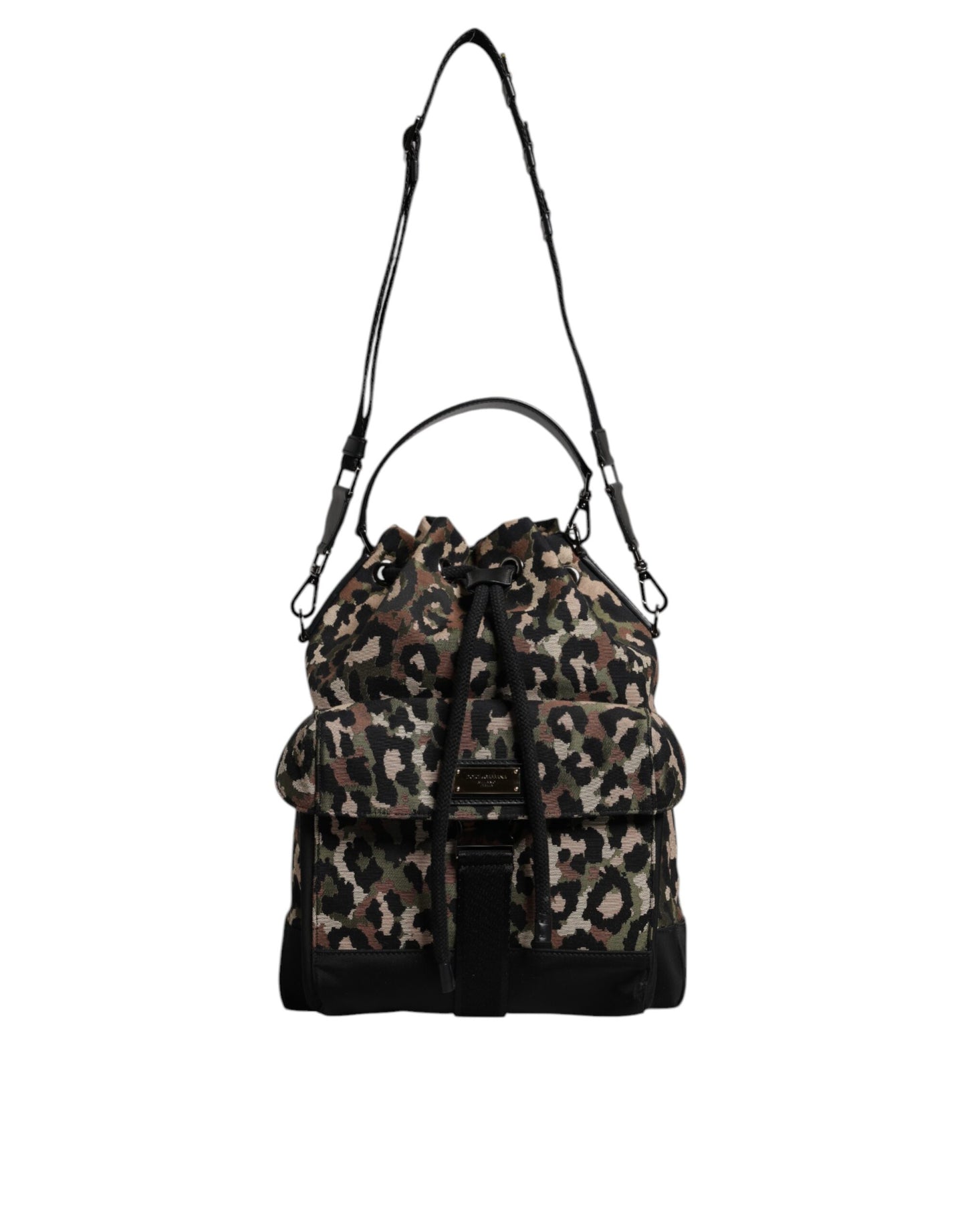 Bucket Shoulder Bag by Dolce & Gabbana for men in leather & poly cotton black, multicolor, leopard-print & print features a effortless chic silhouette with a secure drawstring, ample , and versatile shoulder-strap & handle for a effortless chic finish.