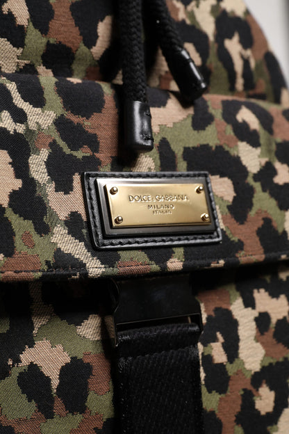 Bucket Shoulder Bag by Dolce & Gabbana for men in leather & poly cotton black, multicolor, leopard-print & print presents a statuesque silhouette, showcasing a secure drawstring and statuesque with versatile shoulder-strap & handle for a sophisticated look.