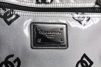 Backpack by Dolce & Gabbana for men in pu leather & cotton black, gray & signature features a refined silhouette, showcasing the PU Leather Cotton Backpack design with a secure zipper, ample , and versatile shoulder-strap & backpack-strap.