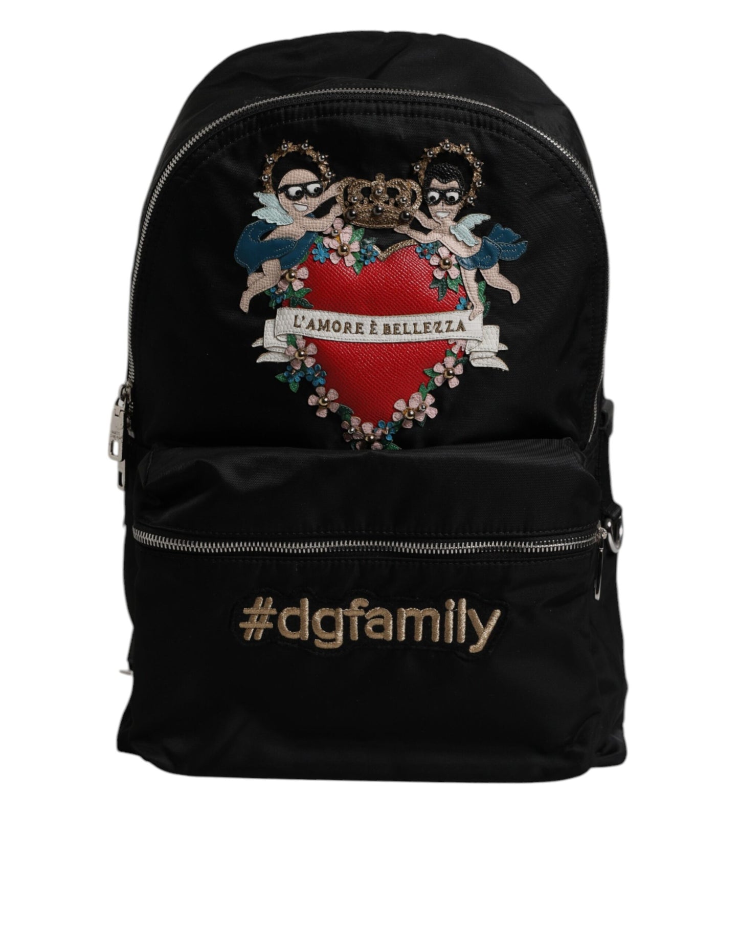 Backpack by Dolce & Gabbana for men in nylon black & signature features a stately Vulcano Nylon Backpack design, showcasing a secure zipper, ample , and versatile shoulder-strap & backpack-strap for a stately finish.