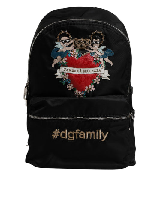 Backpack by Dolce & Gabbana for men in nylon black & signature features a stately Vulcano Nylon Backpack design, showcasing a secure zipper, ample , and versatile shoulder-strap & backpack-strap for a stately finish.