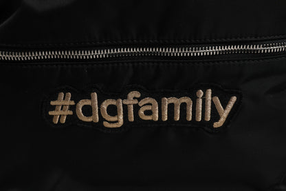 Backpack by Dolce & Gabbana for men in nylon black & signature features a refined silhouette, showcasing the Vulcano Nylon Backpack design with a secure zipper, ample , and versatile shoulder-strap & backpack-strap.