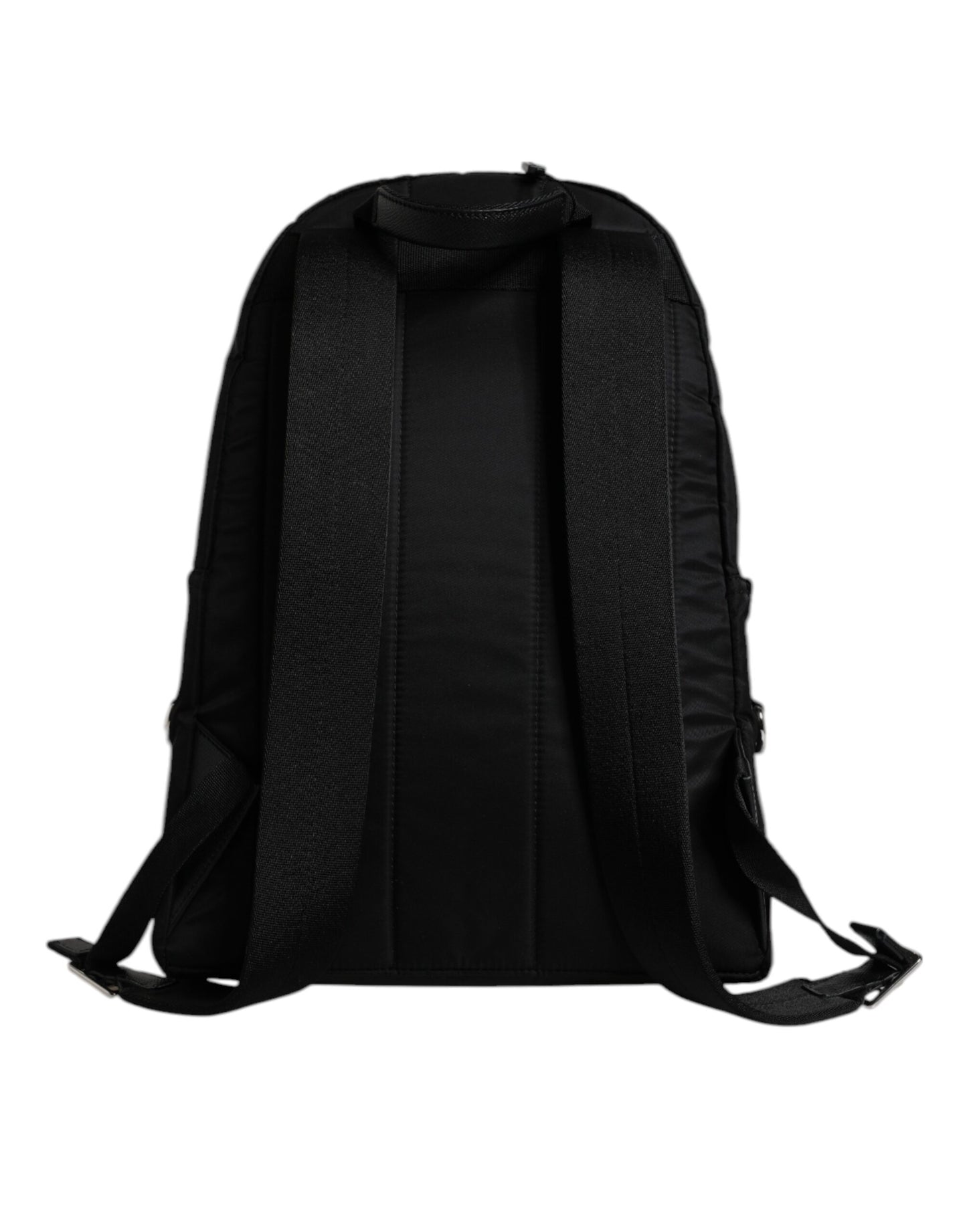 Backpack by Dolce & Gabbana for men in nylon black & signature features a refined silhouette, showcasing the Vulcano Nylon Backpack design with a secure zipper, ample , and versatile shoulder-strap & backpack-strap.