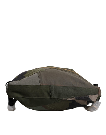 Large Drawstring Rucksack Backpack by Dolce & Gabbana for men in calf leather & cotton military-green, camouflage & patchwork features a stately Calf Leather Cotton Large Drawstring Rucksack Backpack design, showcasing a secure drawstring, ample internal-pockets, and versatile backpack-strap for a stately finish.