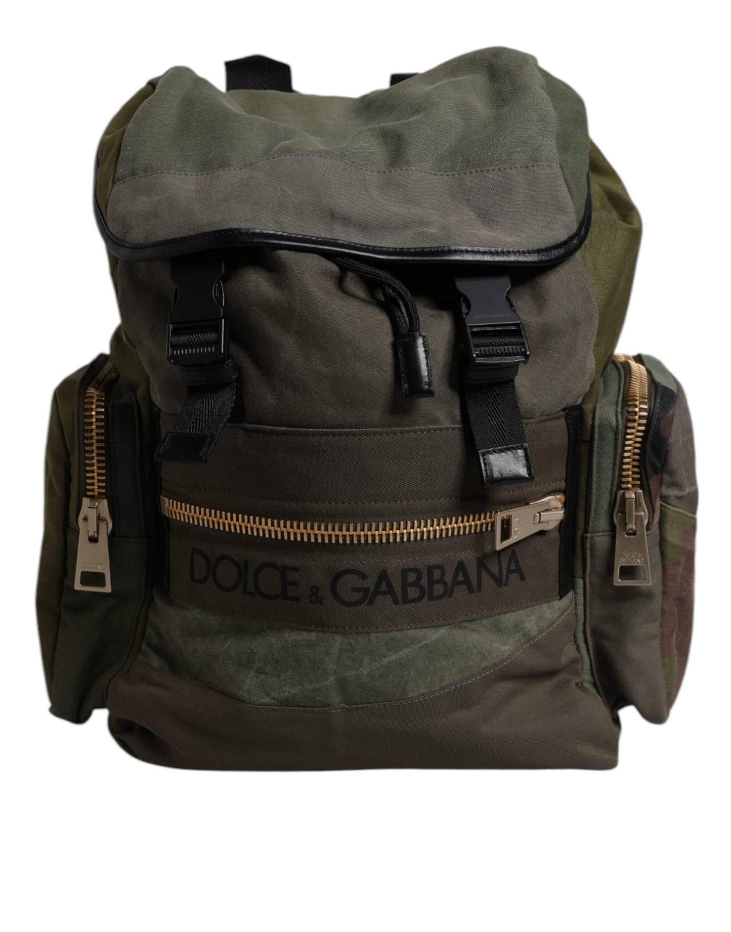 Large Drawstring Backpack by Dolce & Gabbana for men in calf leather & cotton military-green, camouflage & patchwork features a stately Calf Leather Cotton Large Drawstring Backpack design, showcasing a secure drawstring, ample internal-pockets, and versatile backpack-strap for a stately finish.