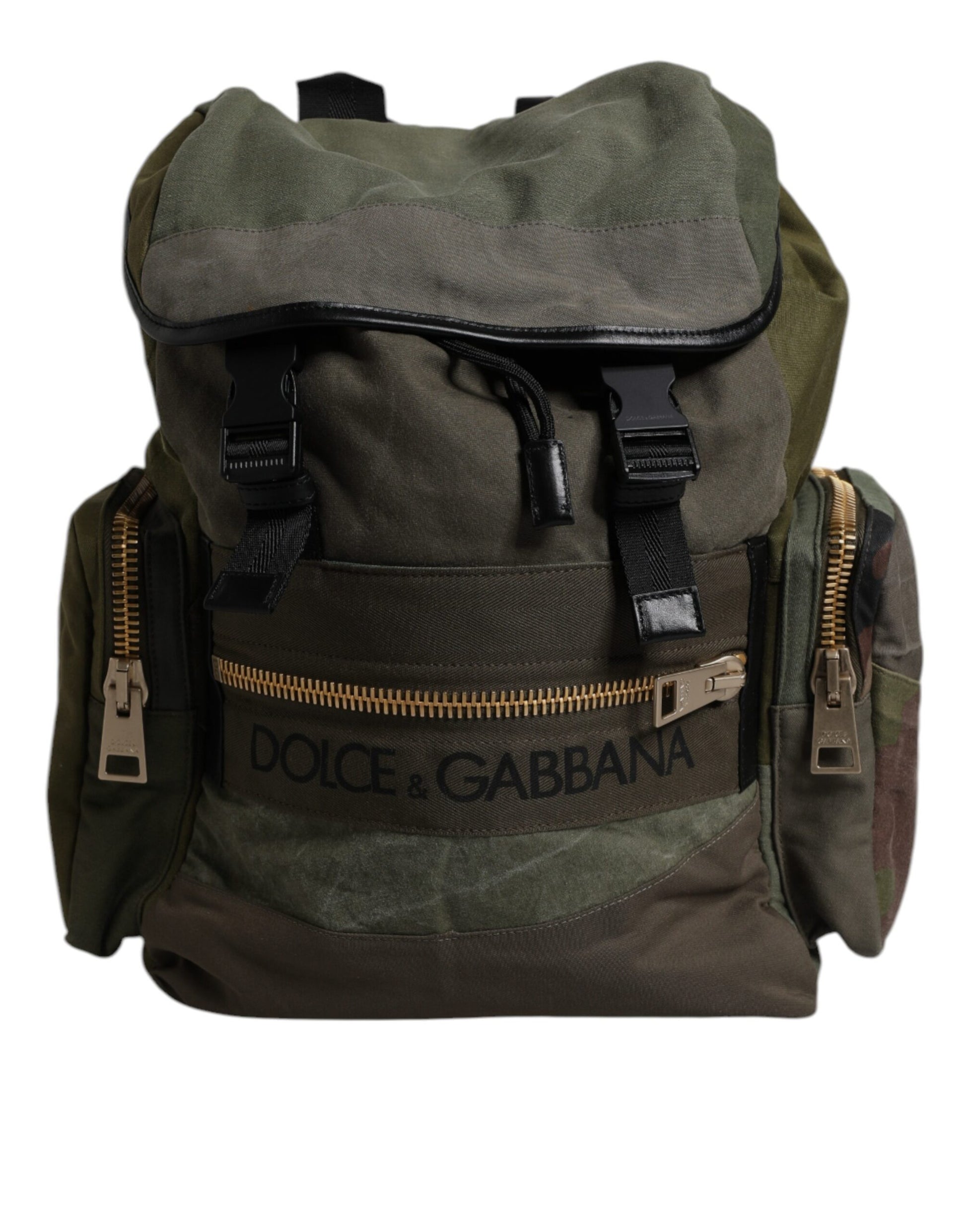 Large Drawstring Backpack by Dolce & Gabbana for men in calf leather & cotton military-green, camouflage & patchwork features a stately Calf Leather Cotton Large Drawstring Backpack design, showcasing a secure drawstring, ample internal-pockets, and versatile backpack-strap for a stately finish.