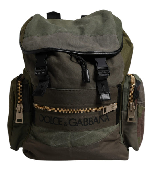 Large Drawstring Backpack by Dolce & Gabbana for men in calf leather & cotton military-green, camouflage & patchwork features a stately Calf Leather Cotton Large Drawstring Backpack design, showcasing a secure drawstring, ample internal-pockets, and versatile backpack-strap for a stately finish.
