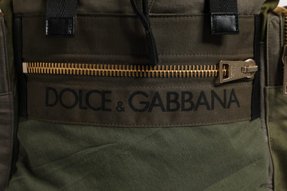 Large Travel Drawstring Backpack by Dolce & Gabbana for men in calf leather & cotton military-green, camouflage, signature & patchwork features a architectural Explorer Calf Leather Cotton Large Travel Drawstring Backpack design with a secure drawstring, ample internal-pockets, and versatile backpack-strap for a architectural finish.