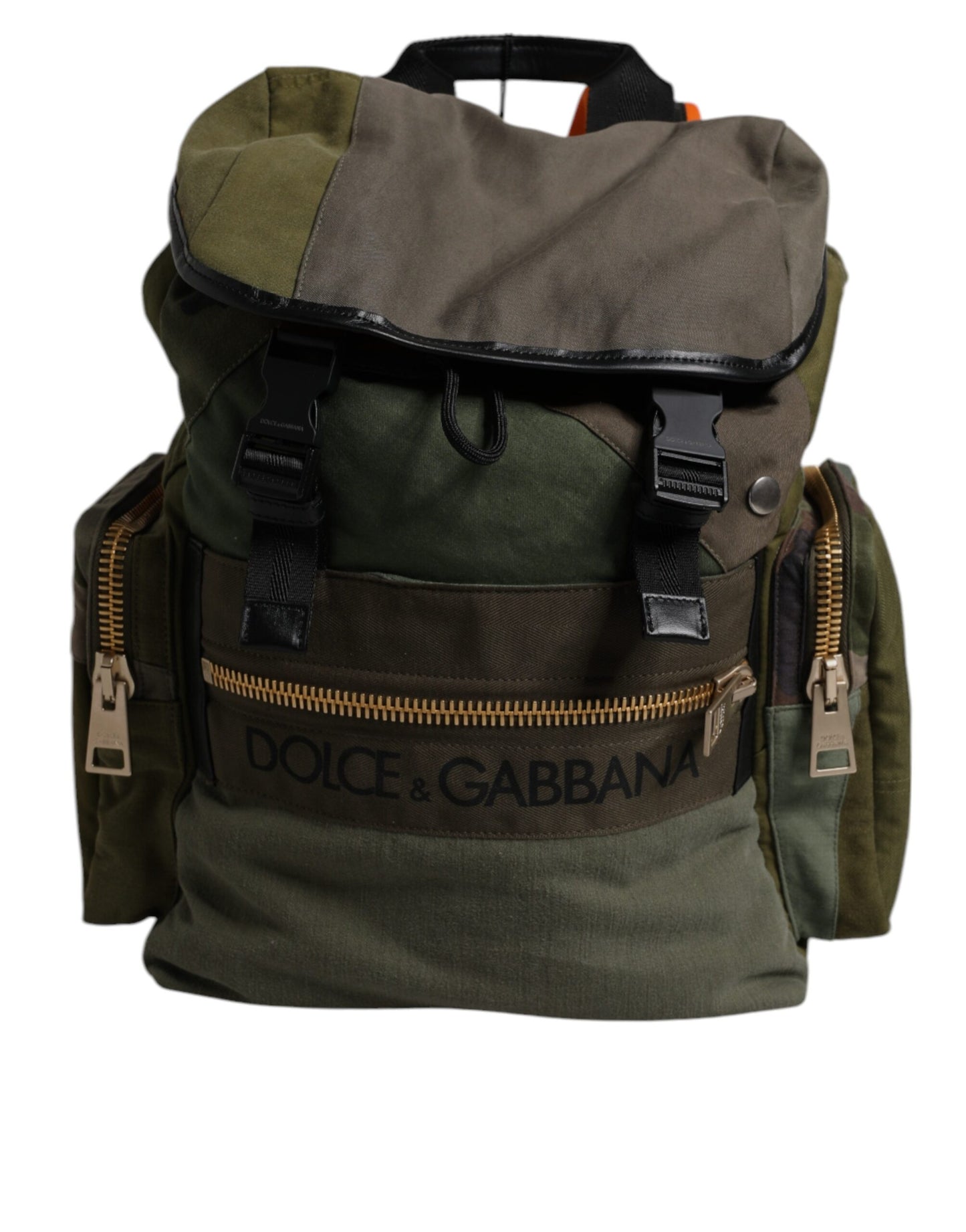 Large Travel Drawstring Backpack by Dolce & Gabbana for men in calf leather & cotton military-green, camouflage & patchwork presents a stately Calf Leather Cotton Large Travel Drawstring Backpack design, showcasing a secure drawstring with ample internal-pockets and versatile backpack-strap for a stately finish.