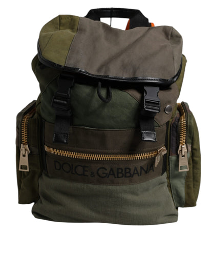 Large Travel Drawstring Backpack by Dolce & Gabbana for men in calf leather & cotton military-green, camouflage & patchwork presents a stately Calf Leather Cotton Large Travel Drawstring Backpack design, showcasing a secure drawstring with ample internal-pockets and versatile backpack-strap for a stately finish.