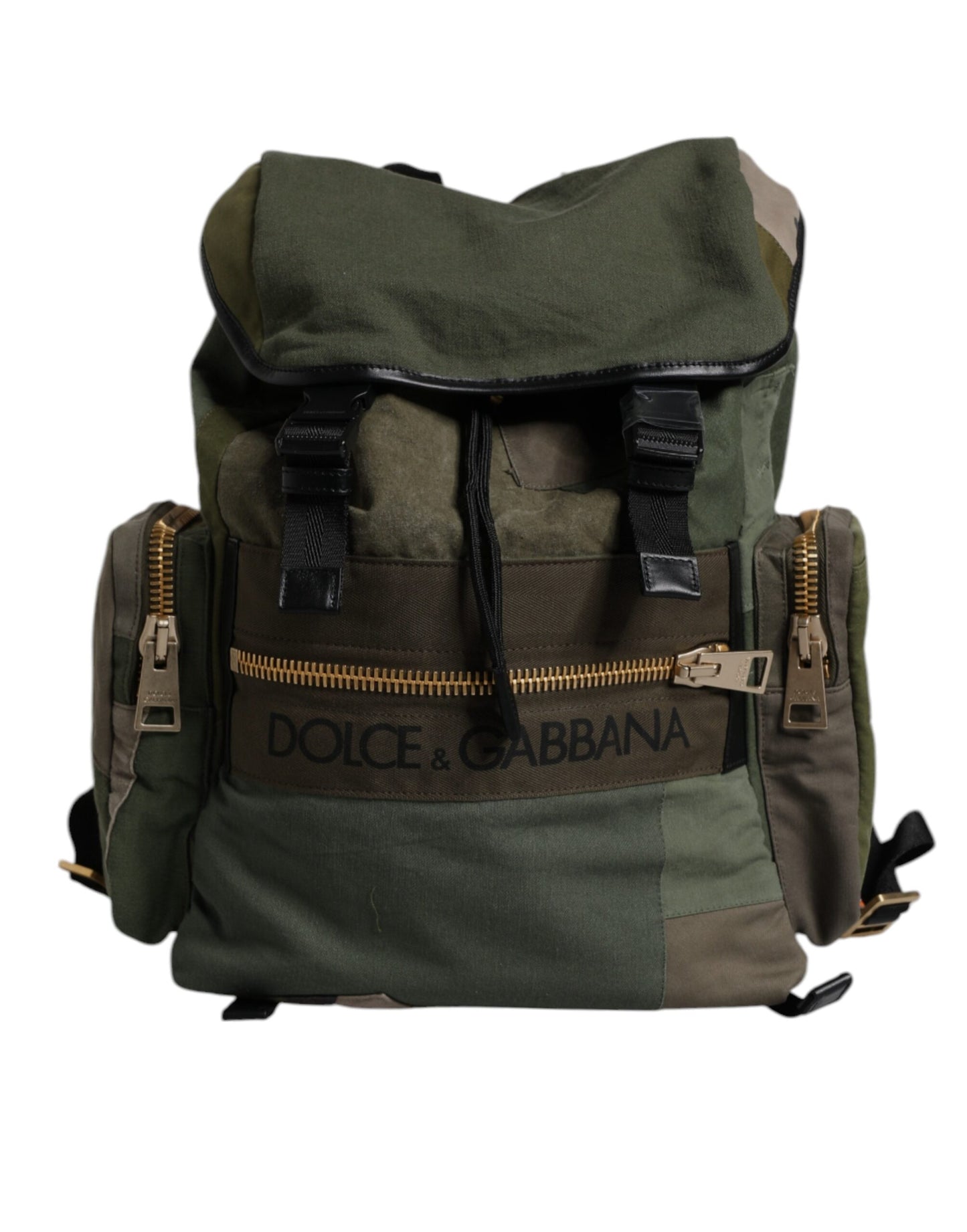 Large Drawstring Backpack by Dolce & Gabbana for men in calf leather & cotton military-green, camouflage, signature & patchwork features an stately silhouette from the Calf Leather Cotton Large Drawstring Backpack range, with a secure drawstring, ample internal-pockets, and versatile backpack-strap.