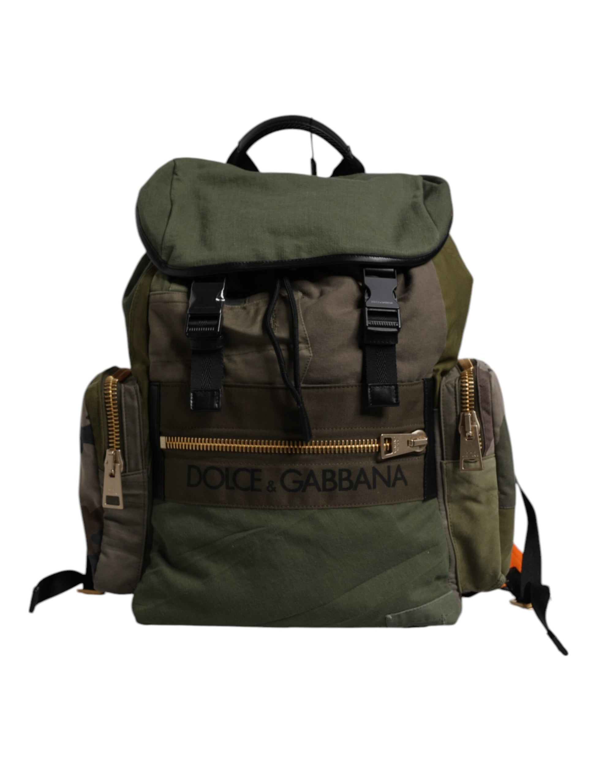 Large Travel Drawstring Backpack by Dolce & Gabbana for men in calf leather & cotton military-green, camouflage & patchwork presents a stately Calf Leather Cotton Large Travel Drawstring Backpack design, showcasing a secure drawstring with ample internal-pockets and versatile backpack-strap for a stately finish.