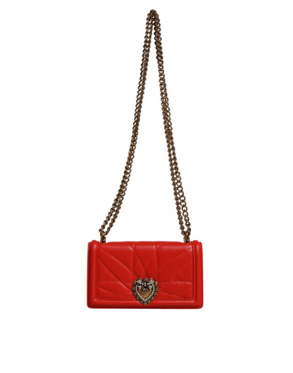 Medium Quilted Crossbody Phone Holder Handbag by Dolce & Gabbana for women in lamb leather gold & red showcases a versatile sophistication silhouette, featuring a secure magnetic, versatile sophistication , and versatile crossbody-strap for a versatile sophistication finish.