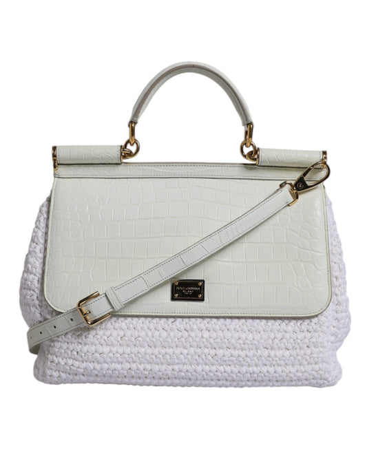 Crossbody Handbag by Dolce & Gabbana for women in raffia & leather gold & white showcases a versatile sophistication silhouette, featuring a secure magnetic, versatile sophistication , and versatile crossbody-strap, shoulder-strap, handle, adjustable-strap & detachable-strap for a versatile sophistication finish.