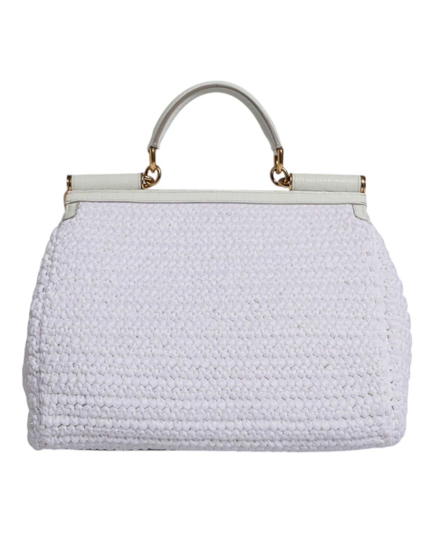 Crossbody Handbag by Dolce & Gabbana for women in raffia & leather gold & white features a transformative sophistication silhouette, showcasing a secure magnetic, ample , and versatile crossbody-strap, shoulder-strap, handle, adjustable-strap & detachable-strap for a transformative sophistication look.