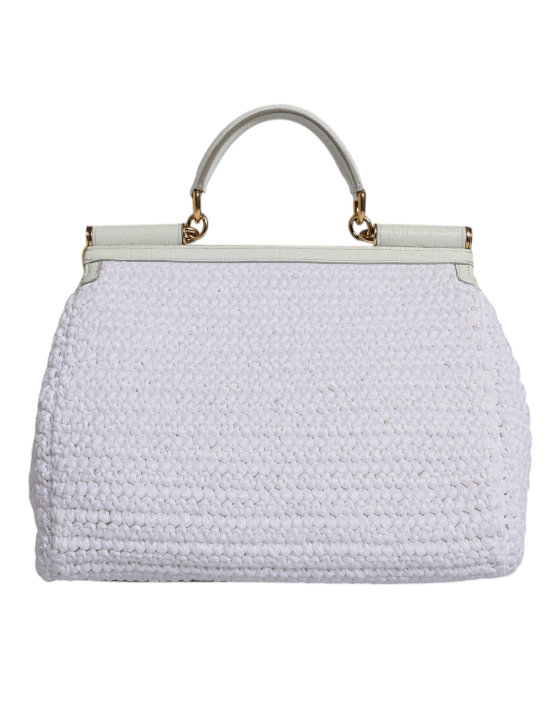 Crossbody Handbag by Dolce & Gabbana for women in raffia & leather gold & white features a transformative sophistication silhouette, showcasing a secure magnetic, ample , and versatile crossbody-strap, shoulder-strap, handle, adjustable-strap & detachable-strap for a transformative sophistication look.