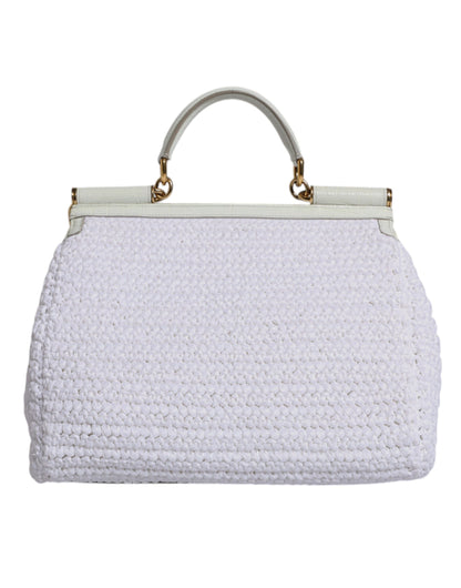 Crossbody Handbag by Dolce & Gabbana for women in raffia & leather gold & white features a transformative sophistication silhouette, showcasing a secure magnetic, ample , and versatile crossbody-strap, shoulder-strap, handle, adjustable-strap & detachable-strap for a transformative sophistication look.