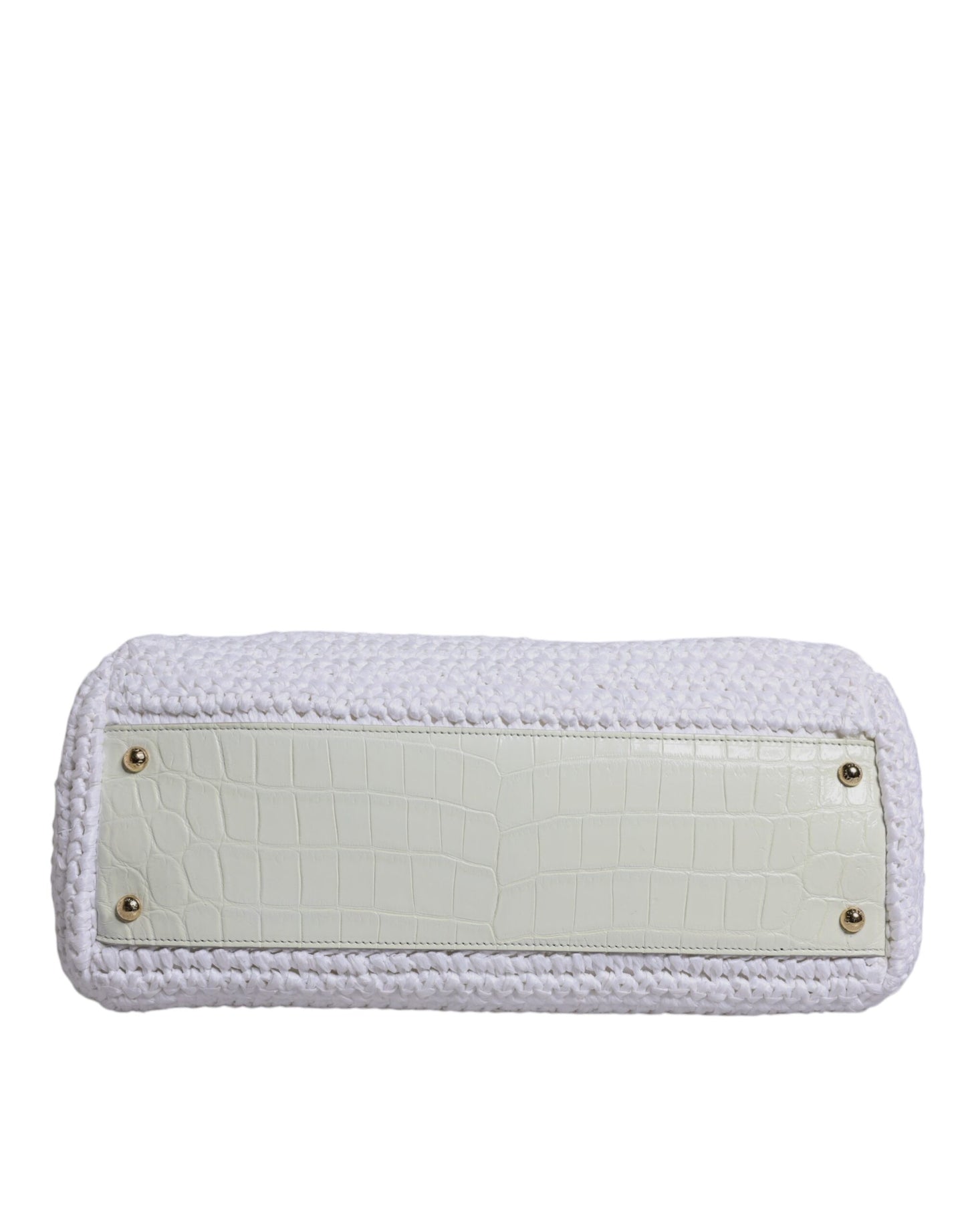 Crossbody Handbag by Dolce & Gabbana for women in raffia & leather gold & white features a transformative elegance silhouette, showcasing a secure magnetic, organized , and versatile crossbody-strap, shoulder-strap, handle, adjustable-strap & detachable-strap for a transformative elegance look.