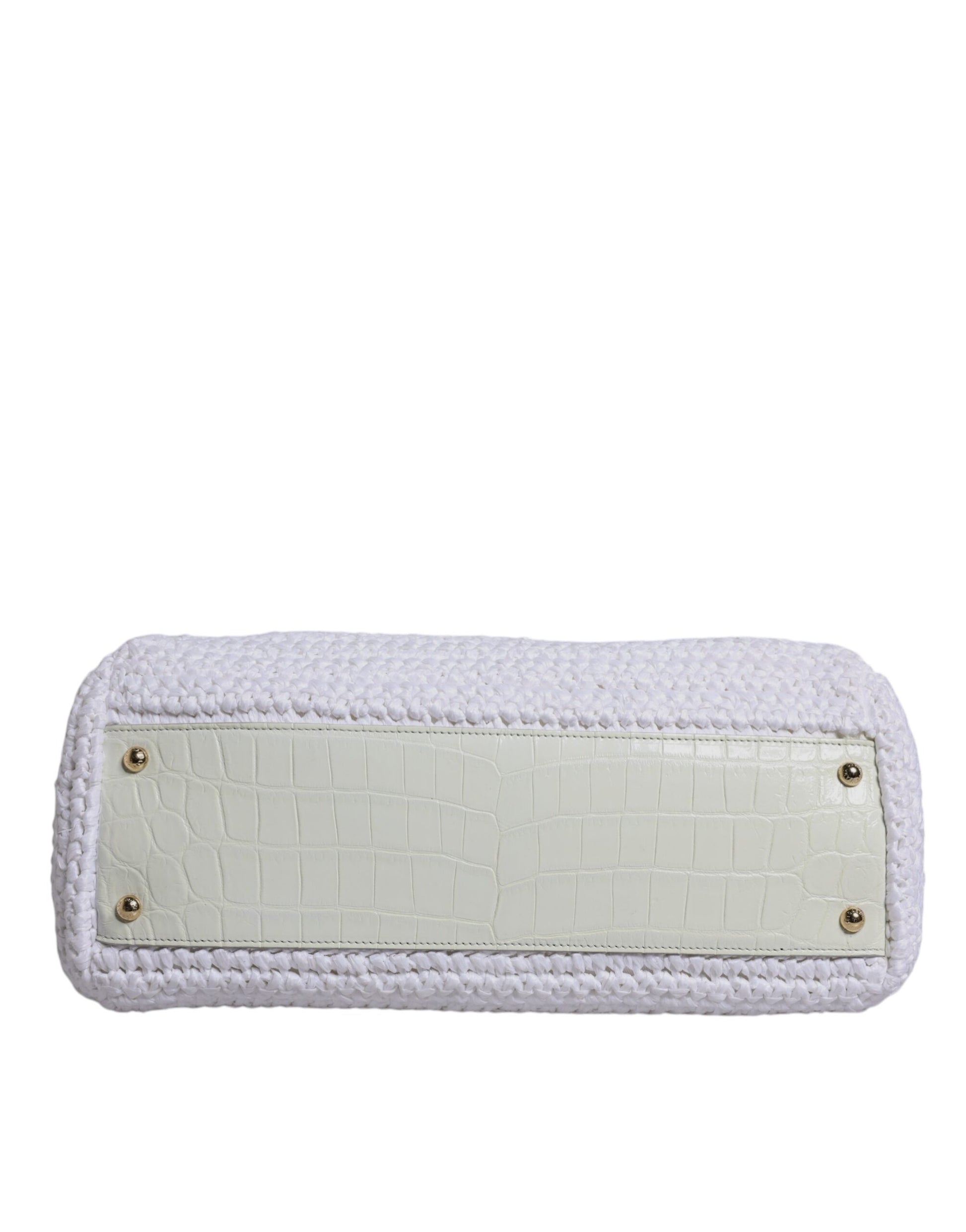 Crossbody Handbag by Dolce & Gabbana for women in raffia & leather gold & white features a transformative elegance silhouette, showcasing a secure magnetic, organized , and versatile crossbody-strap, shoulder-strap, handle, adjustable-strap & detachable-strap for a transformative elegance look.