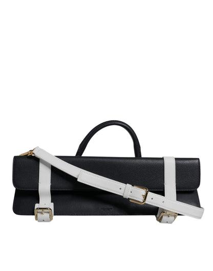 2-in-1 Shoulder & Crossbody Bag by Dolce & Gabbana for women in calfskin leather & cotton blue & white features an effortlessly chic silhouette with a secure buckle, ample , and versatile crossbody-strap & shoulder-strap for effortlessly chic everyday luxury.