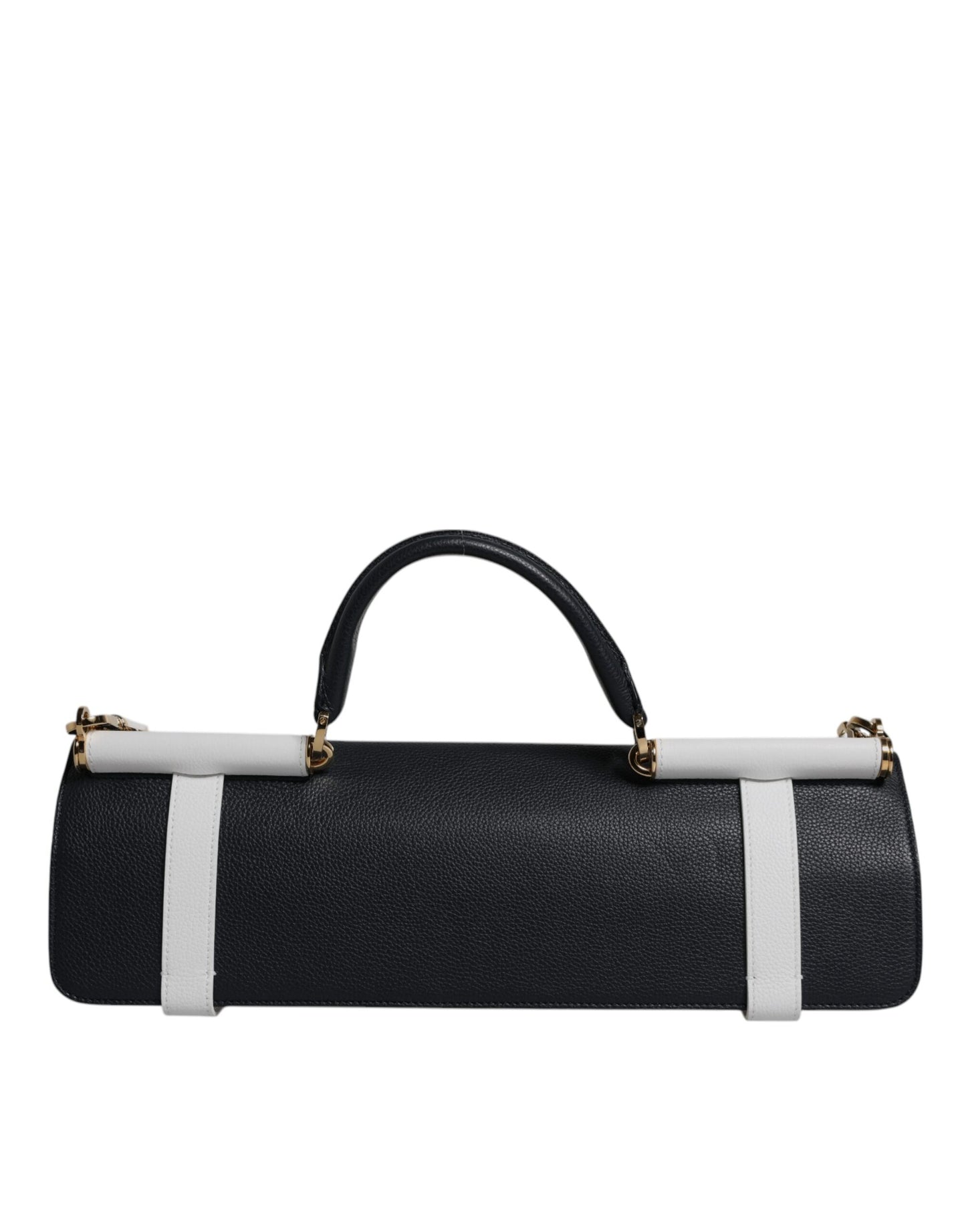 2-in-1 Shoulder & Crossbody Bag by Dolce & Gabbana for women in calfskin leather & cotton blue & white showcases a statuesque silhouette, artfully detailed with a secure buckle, organized , and versatile crossbody-strap & shoulder-strap for a statuesque look.
