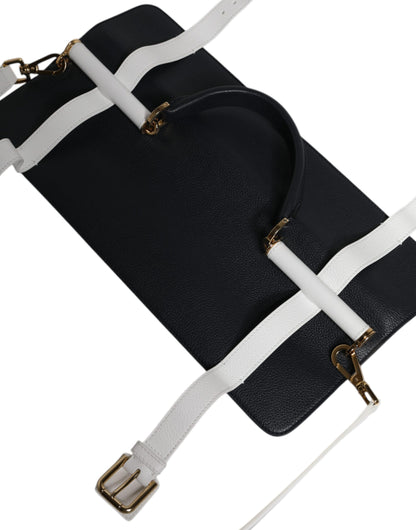 2-in-1 Shoulder & Crossbody Bag by Dolce & Gabbana for women in calfskin leather & cotton blue & white features a effortless chic silhouette with a secure buckle, ample , and versatile crossbody-strap & shoulder-strap for a effortless chic finish.