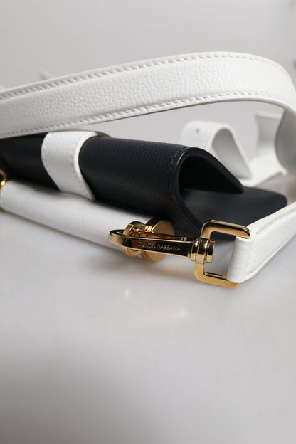 2-in-1 Shoulder & Crossbody Bag by Dolce & Gabbana for women in calfskin leather & cotton blue & white features a stately silhouette, showcasing a secure buckle, ample , and stately crossbody-strap & shoulder-strap for a stately finish.