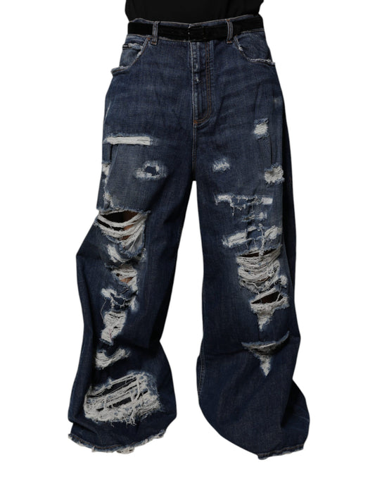 Jeans by Dolce & Gabbana for men in stretch denim cotton dark-blue features an sartorial regular-fit & wide and long with a cut for a sartorial finish.