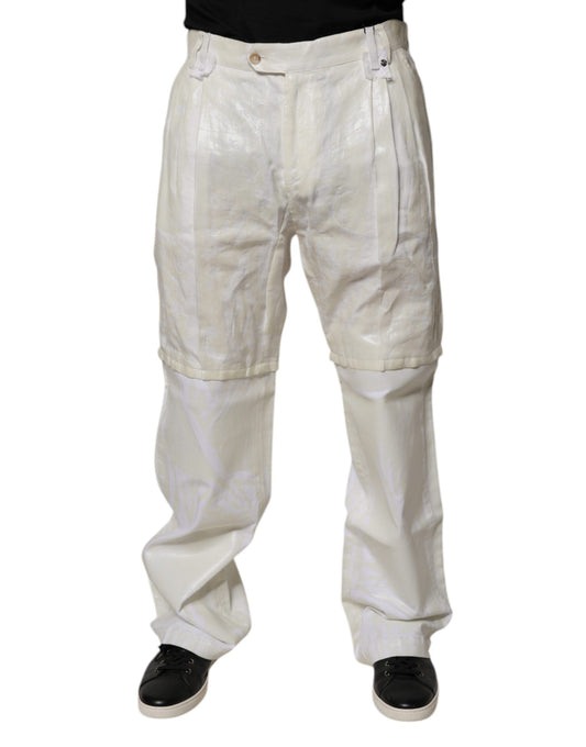 Jeans by Dolce & Gabbana for men in linen & denim cotton white features a refined silhouette with a refined straight & regular-fit, defined by a mid rise and a refined long for a refined finish.