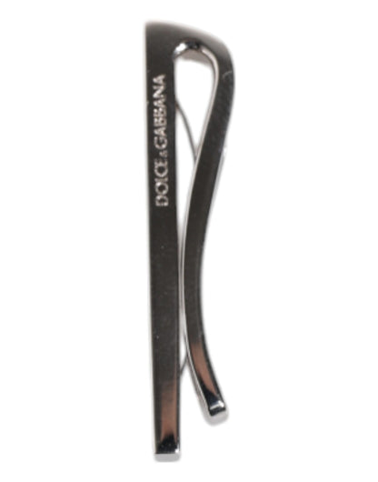 Dolce & Gabbana Silver Tone Brass Logo Branded Tie Clip Bar
