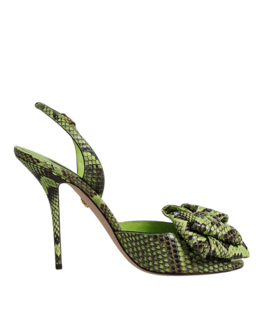 Dolce & Gabbana Women's Calf Python Leather Polyester & Polyurethane Stiletto Sandals - Animal Green Print
