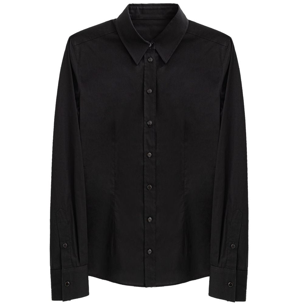 Shirt by Dolce & Gabbana for men in cotton black showcases a sleek silhouette, elegantly detailed with a sleek and long-sleeve for a sleek finish.